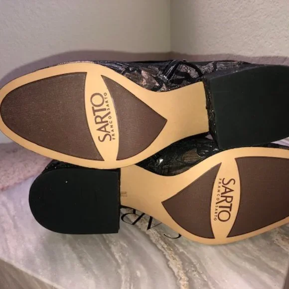 Franco Sarto Black and Gold Ankle Boots - Picture 5 of 5